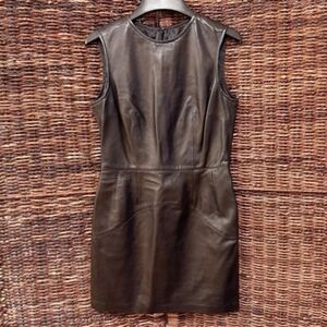 Sharon Roth Leather Dress Edgy Date Night Sexy Chic LBD Grunge Moto Black Small